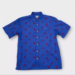 Duluth Trading Co. Lobster Crab Shirt All Over Print Short Sleeve Blue&Red Sz M